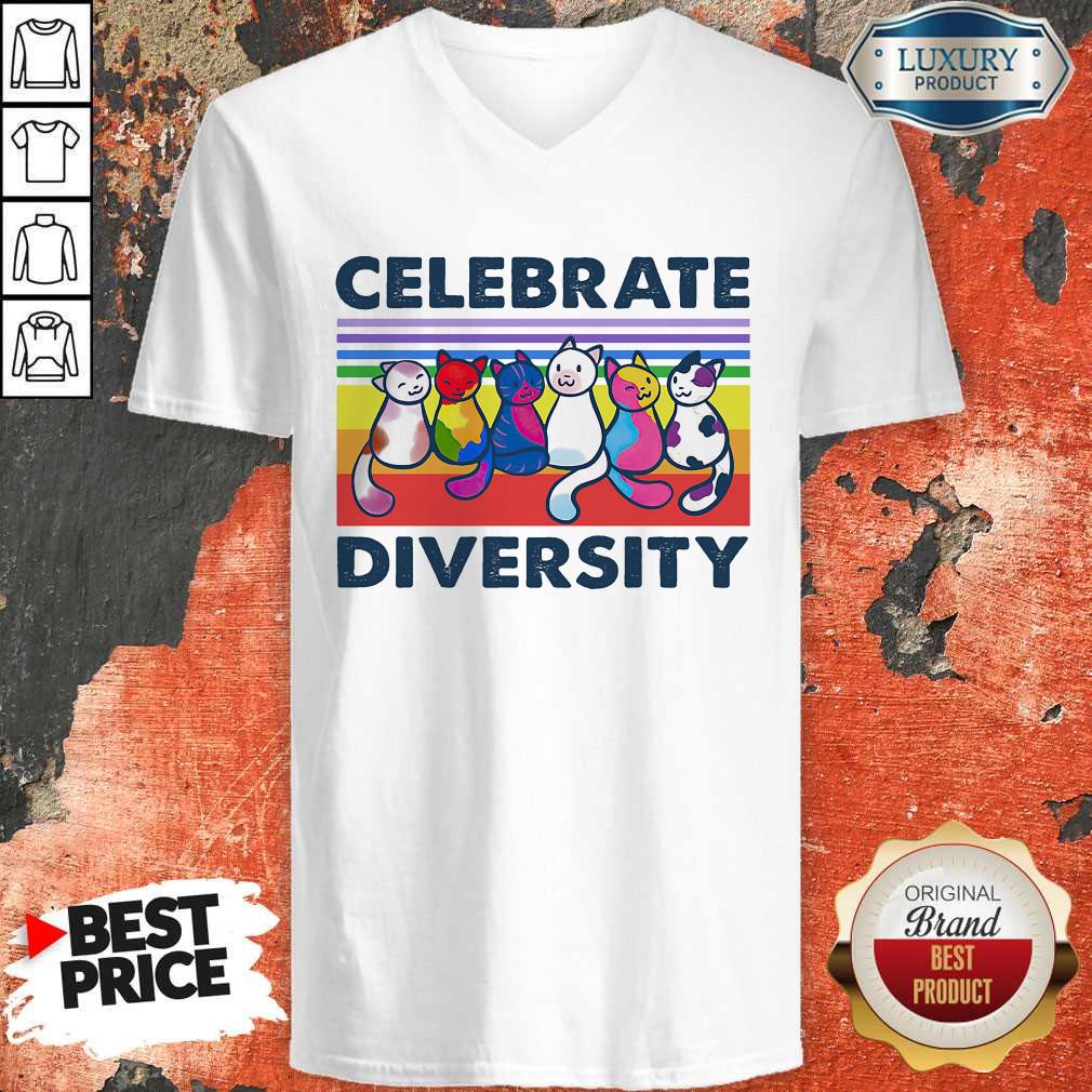Awesome Cats Celebrate Diversity Vintage Shirt - Image 2