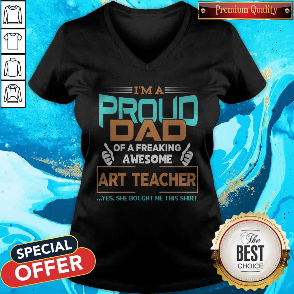 Mens Proud Dad Of Awesome Art Teacher Daughter Fathers Day Gift T-Shirt - Image 2