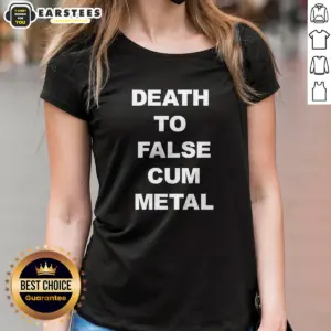 Alternative view of Original Death To False Cum Metal Metalhead Parody Shirt
