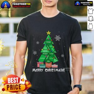 Pretty Math Teacher Polygon Christmas Tree Geometry Merry Christmas T-Shirt