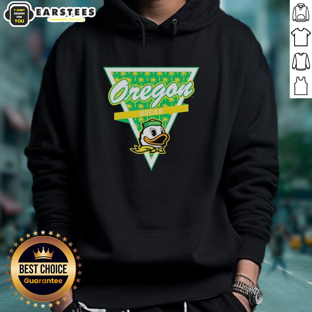 Awesome Oregon Ducks Football Palm Tree Pattern Inside A Triangle Logo T-Shirt - Image 2