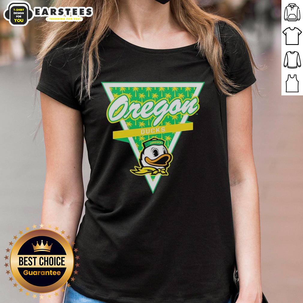 Awesome Oregon Ducks Football Palm Tree Pattern Inside A Triangle Logo T-Shirt - Image 3