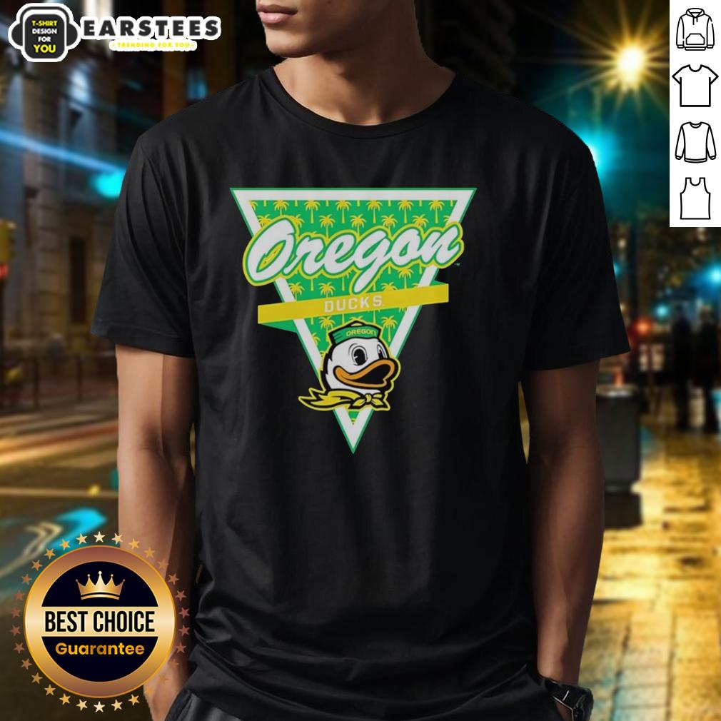 Awesome Oregon Ducks Football Palm Tree Pattern Inside A Triangle Logo T-Shirt