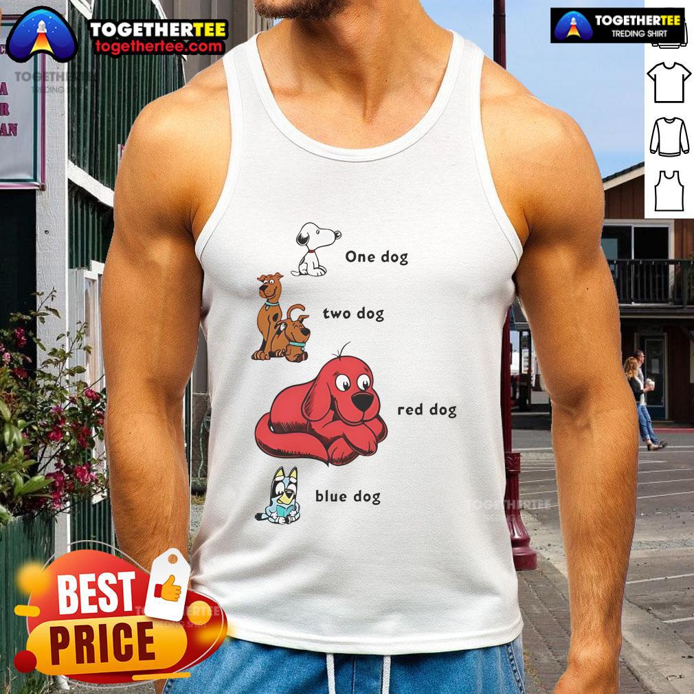 Good Snoopy 1 Dog 2 Dog Red Dog Blue Dog T-Shirt - Image 4