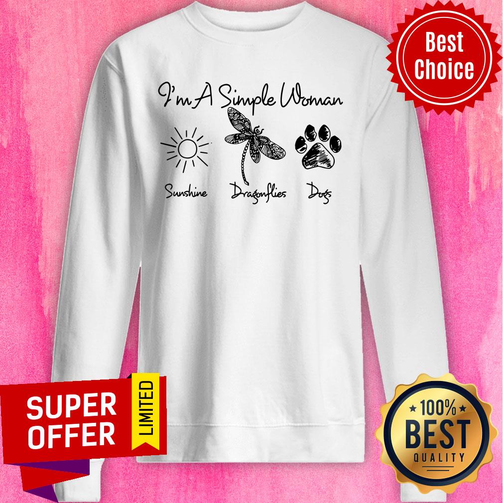 I'M A Simple Woman Sunshine Dragonflies Dogs Shirt - Image 5