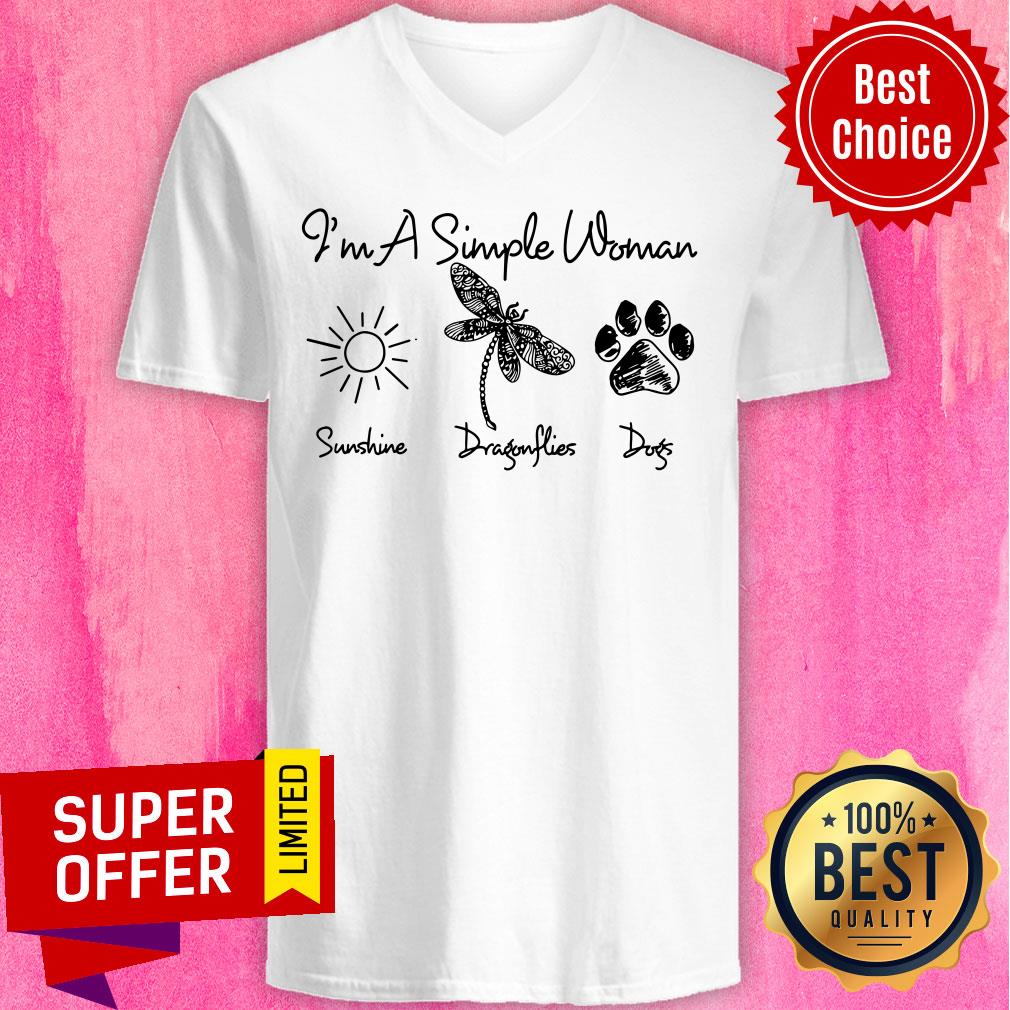 I'M A Simple Woman Sunshine Dragonflies Dogs Shirt - Image 3