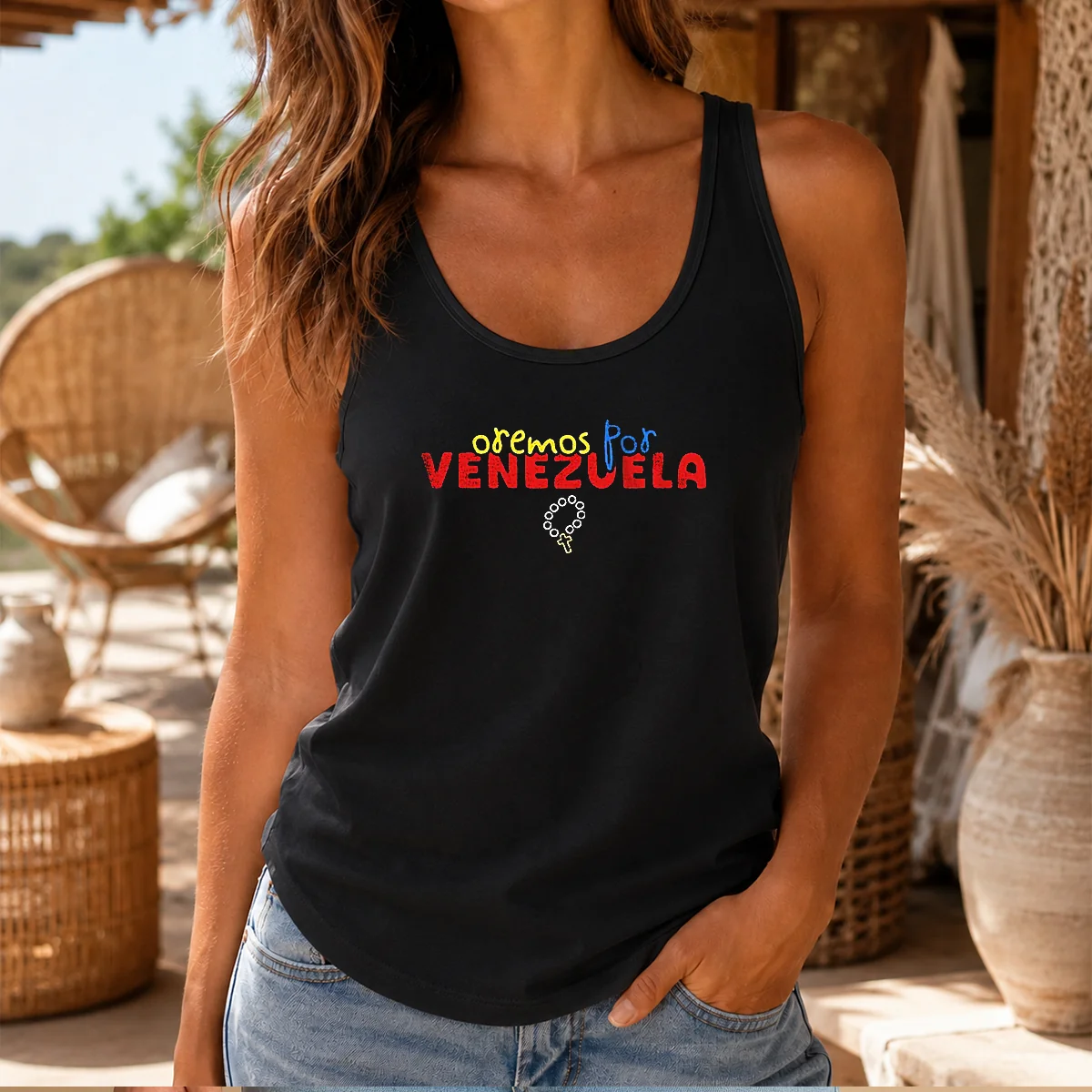 Pretty Oremos Por Venezuela Religious Rosary Shirt - Image 2