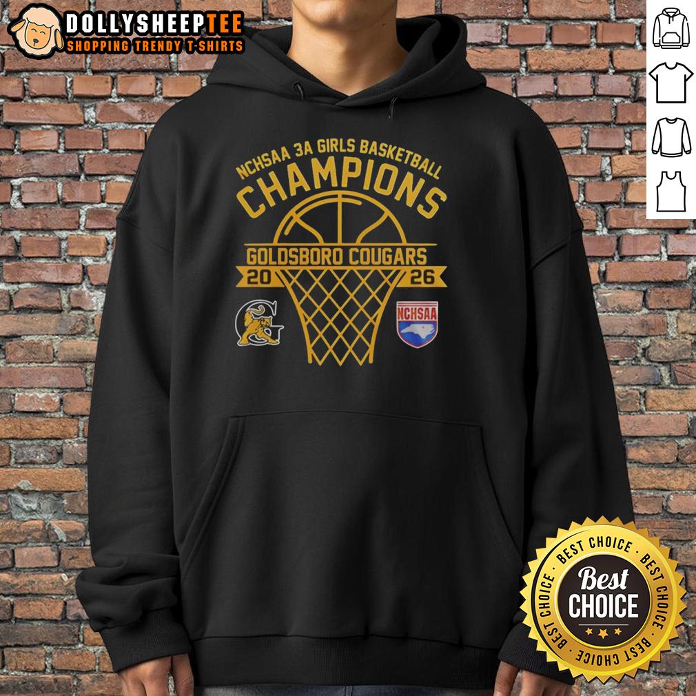 Awesome Goldsboro Cougars NCHSAA 3A Girls Basketball Champions 2026 Curved T-Shirt - Image 2