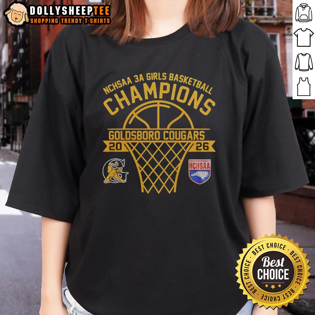 Awesome Goldsboro Cougars NCHSAA 3A Girls Basketball Champions 2026 Curved T-Shirt - Image 3