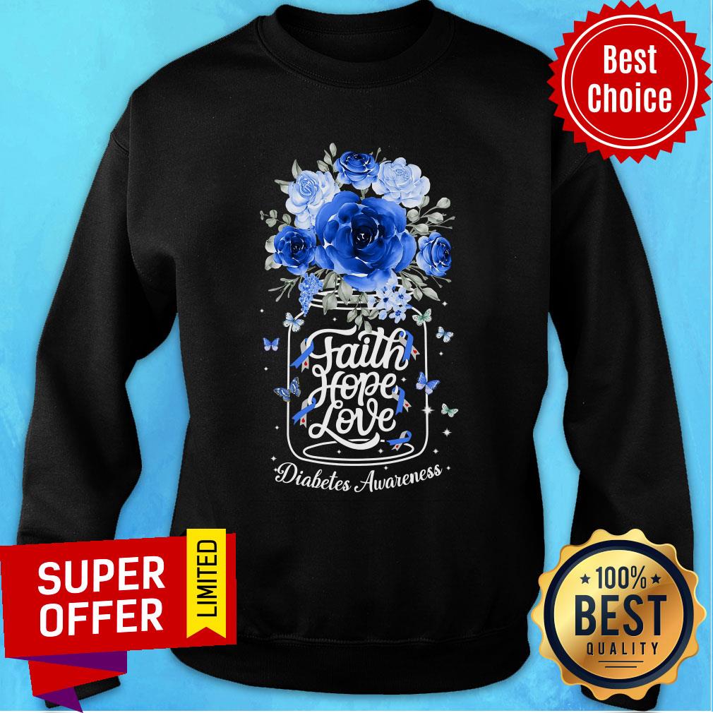 Flower Faith Hope Love Diabetes Awareness Shirt - Image 4