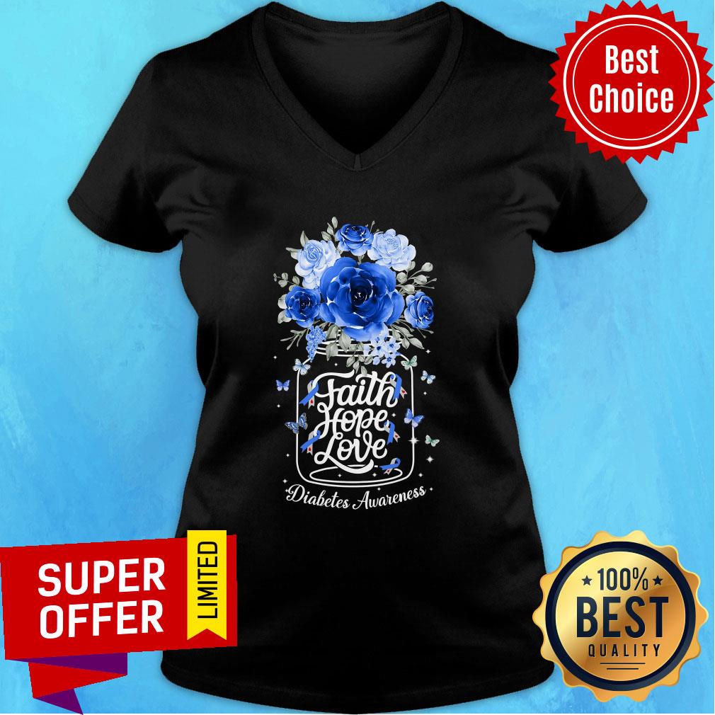 Flower Faith Hope Love Diabetes Awareness Shirt - Image 2