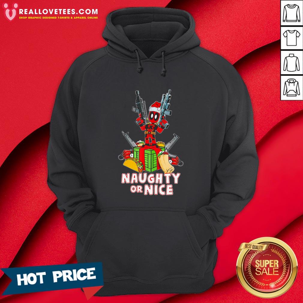 Top Deadpool Naughty Or Nice Merry Christmas Shirt - Image 4