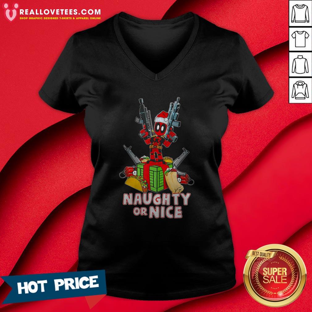 Top Deadpool Naughty Or Nice Merry Christmas Shirt - Image 5