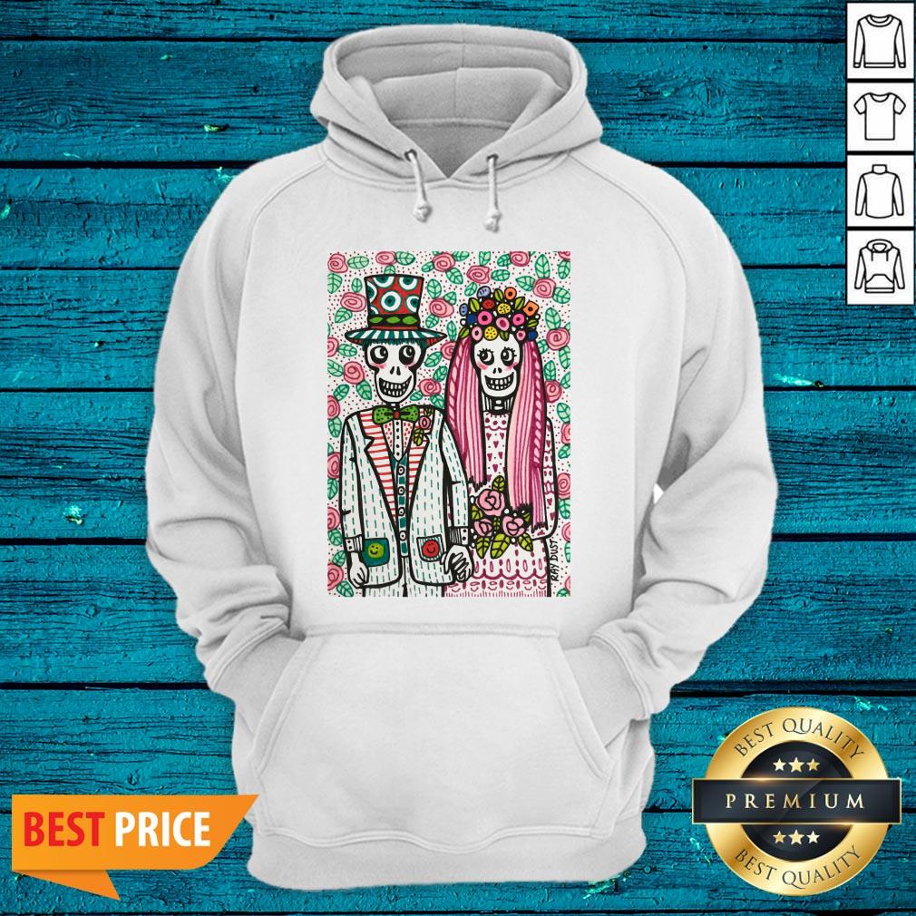 Wedding Day Skeletons Couple Dia De Muertos Day Dead Shirt - Image 3