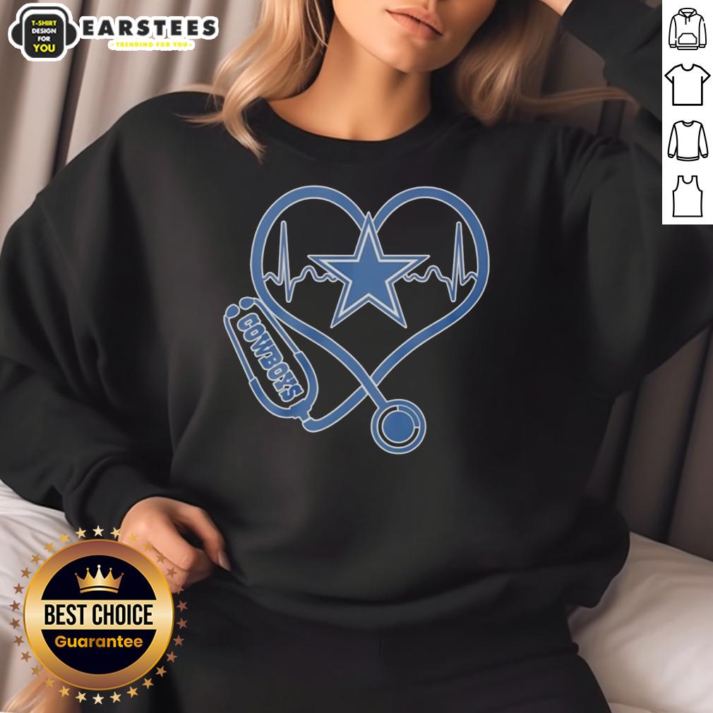 Good Nurse Heartbeat X Dallas Cowboys Logo T-Shirt - Image 5
