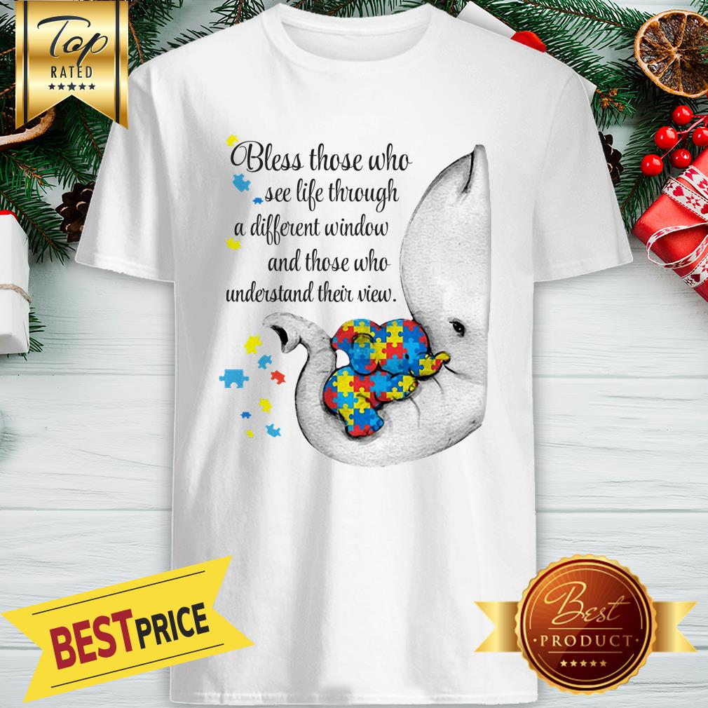 Official Autism Puzzle Elephants Bless Those Who See Life Through Window Shirt