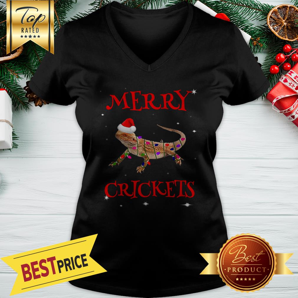 Official Bearded Dragon Merry Crickets Christmas Shirt - Image 2