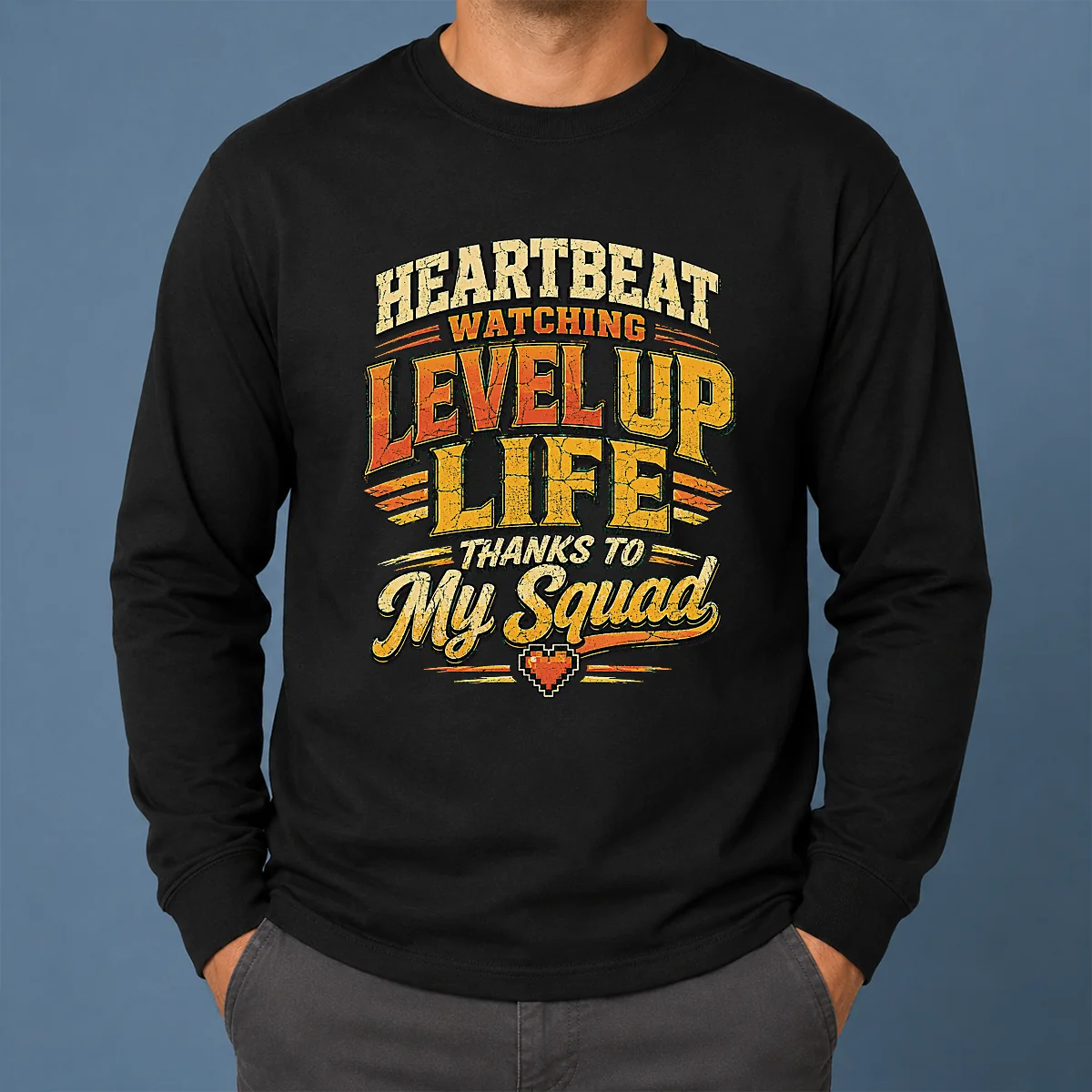 Heartbeat Watching Level Up Life Squad Vintage Retro Distressed Shirt - Image 6