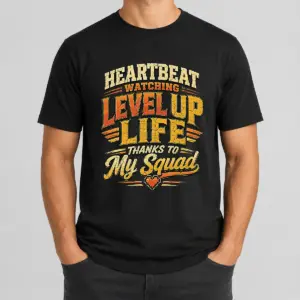 Heartbeat Watching Level Up Life Squad Vintage Retro Distressed Shirt