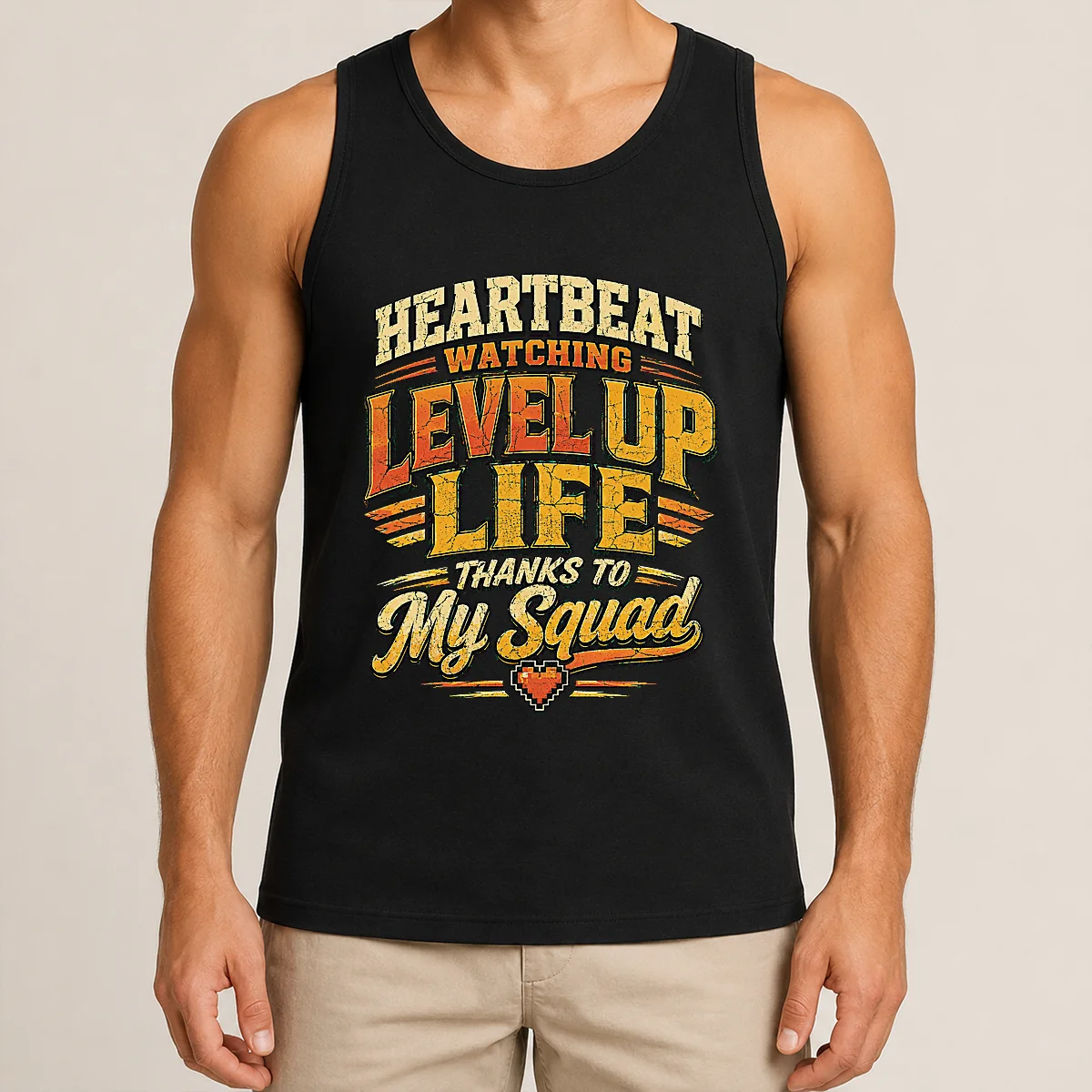 Heartbeat Watching Level Up Life Squad Vintage Retro Distressed Shirt - Image 3