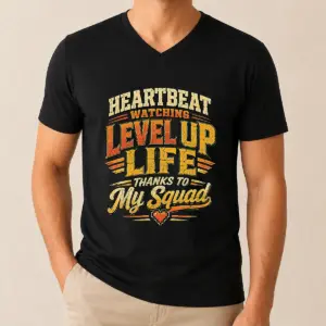 Alternative view of Heartbeat Watching Level Up Life Squad Vintage Retro Distressed Shirt
