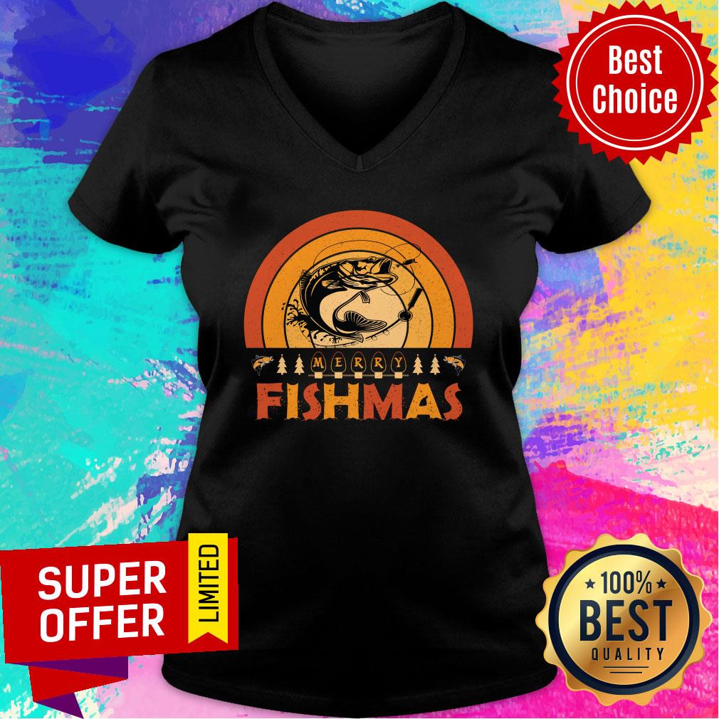 Merry Fishmas Christmas Retro Shirt - Image 3