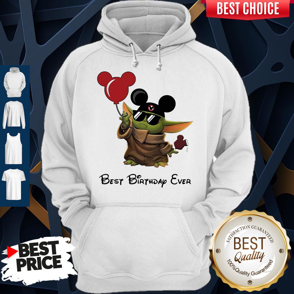 Star Wars Baby Yoda Holding Balloon Mickey Mouse Best Birthday Ever Shirt - Image 4
