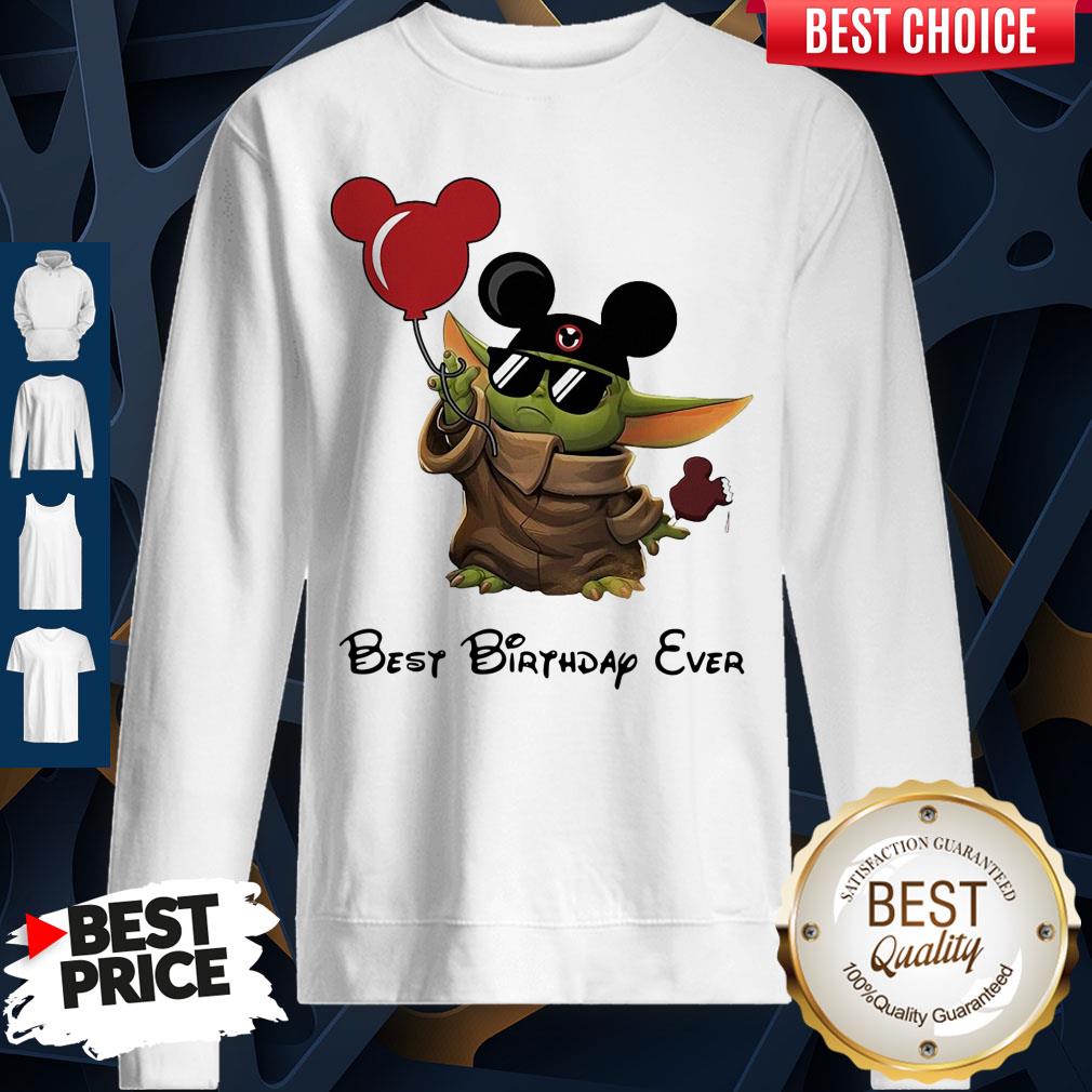 Star Wars Baby Yoda Holding Balloon Mickey Mouse Best Birthday Ever Shirt - Image 5