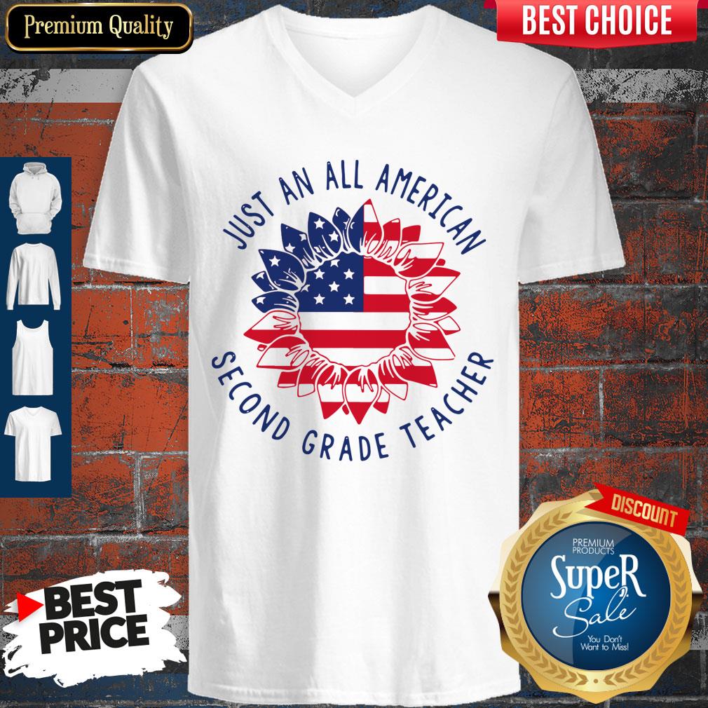 Funny Just An All American 2nd Grade Teacher Shirt - Image 3
