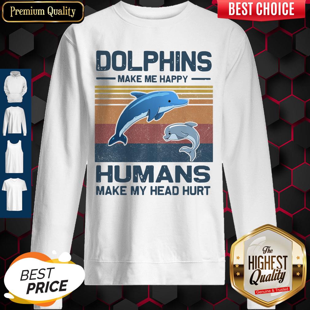 Dolphins Make Me Happy Humans Make My Head Hurt Classic T-Shirt - Image 2