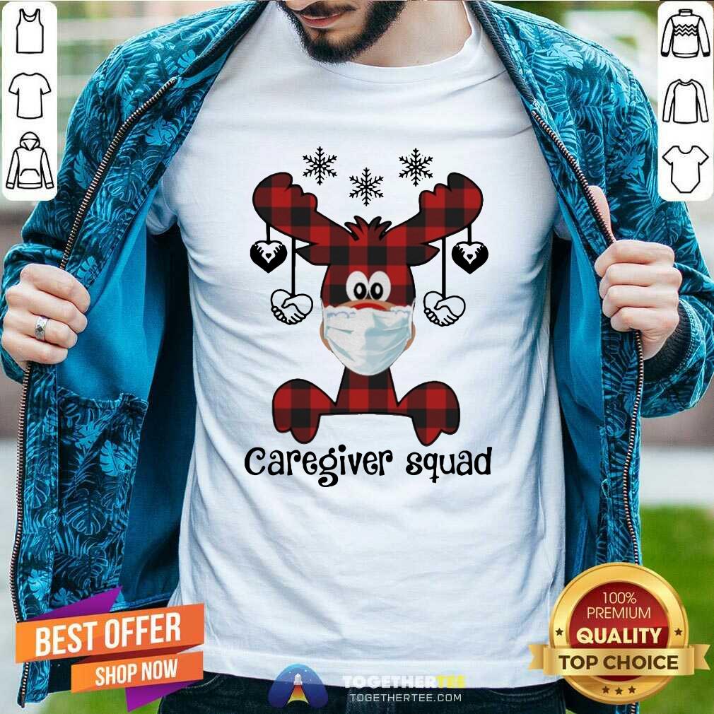 Good Reindeer Face Mask Caregiver Squad Christmas Shirt