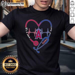 Top Los Angeles Angels Stethoscope Heartbeat It's A Work Of Heart T-Shirt