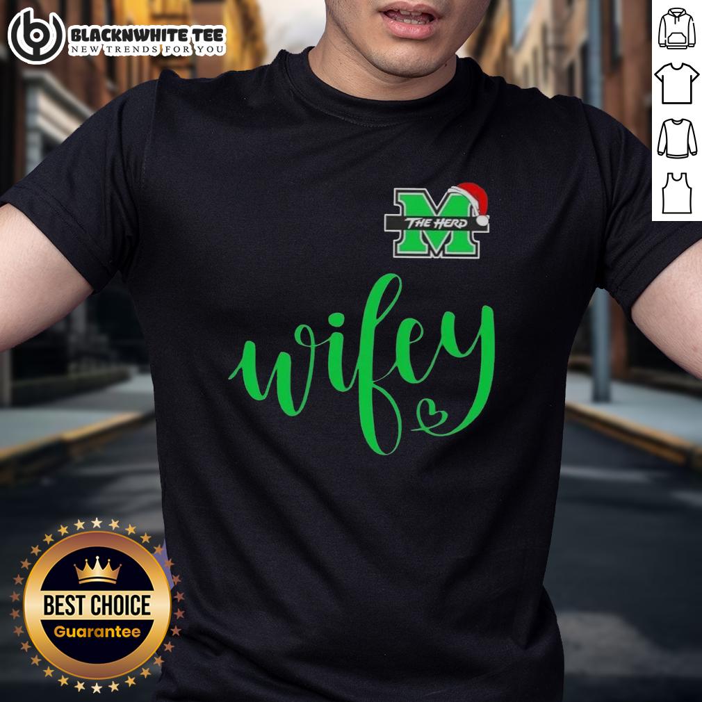 Awesome Wifey Marshall Thundering Herd Santa Hat Merry Christmas T-Shirt