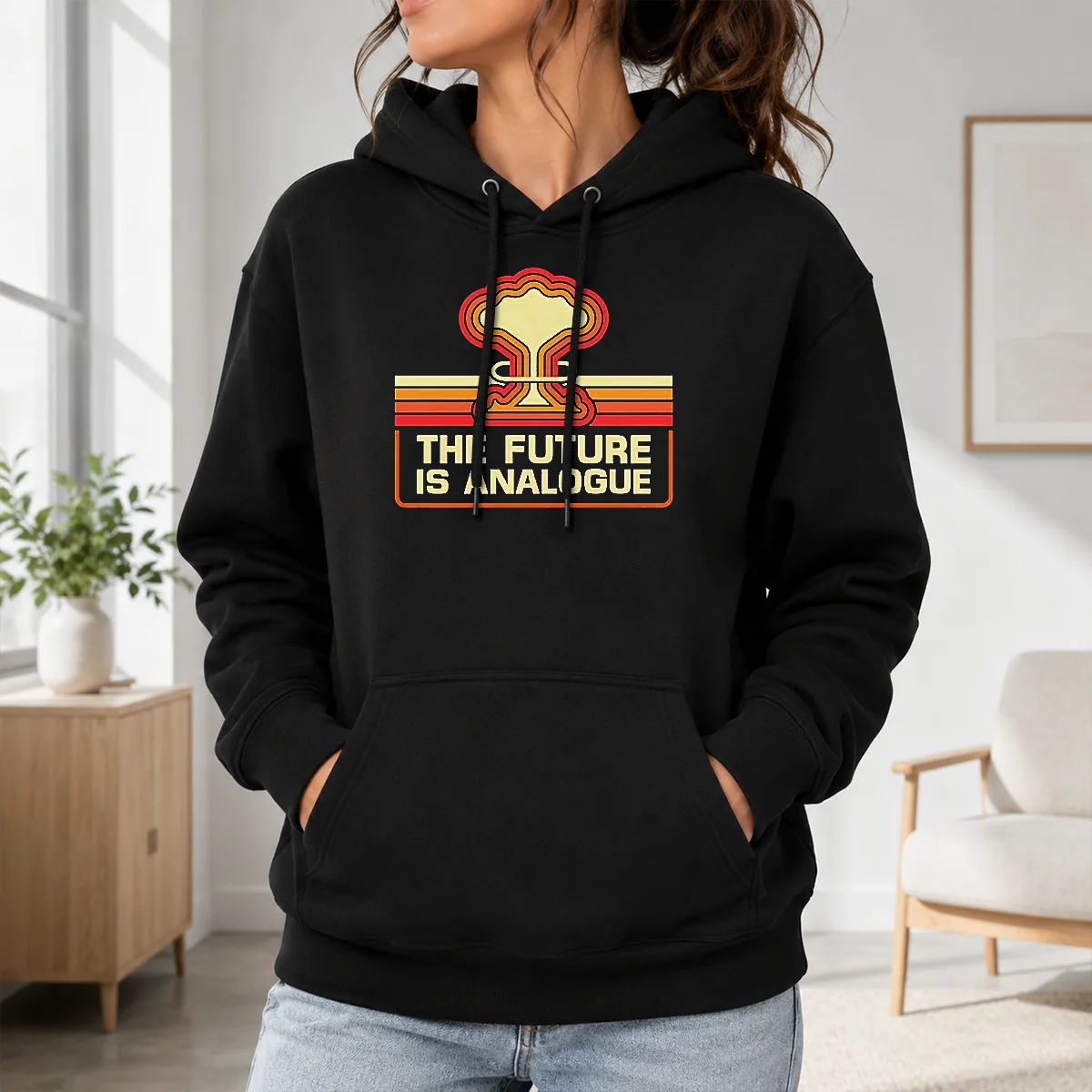 Funny Hot The Future Is Analogue Retro Nuclear Mushroom Cloud Shirt - Image 7