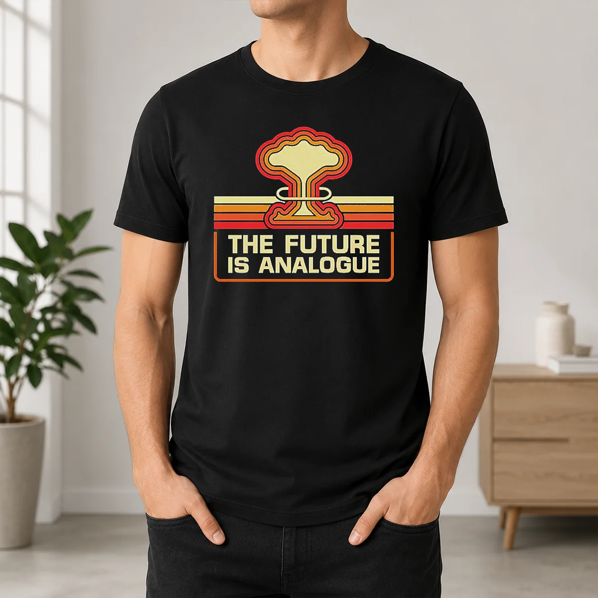 Funny Hot The Future Is Analogue Retro Nuclear Mushroom Cloud Shirt