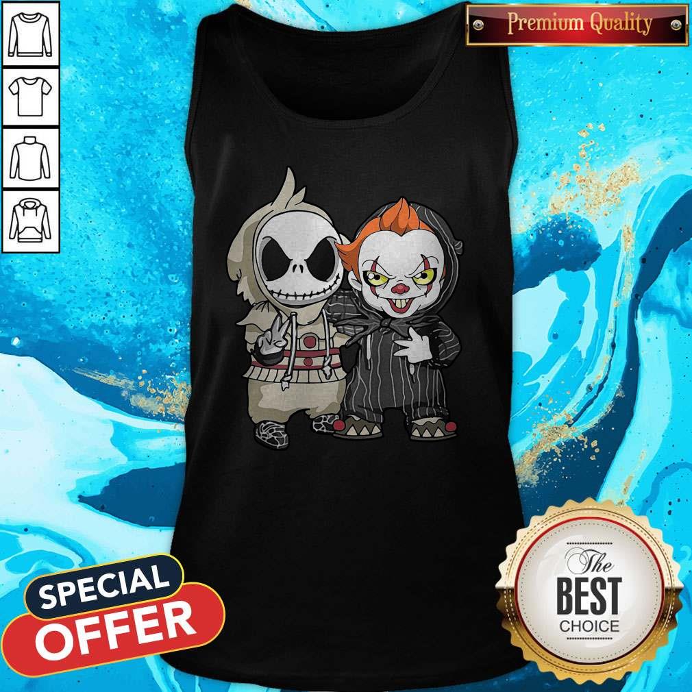 Cute Jack Skellington And Pennywise Friend Happy Halloween Shirt - Image 3