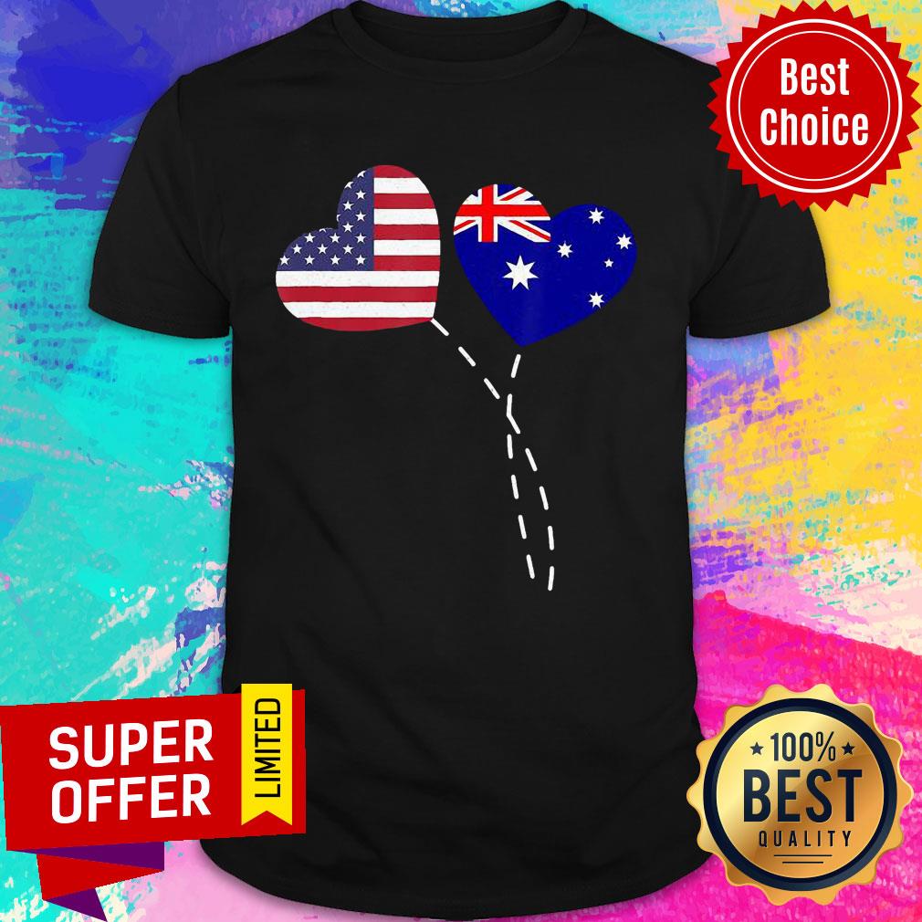 Loving Australia USA Flag Heart Australian Americans Bloon Shirt