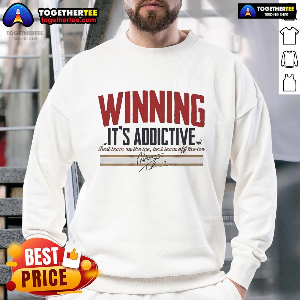 Official Matthew Tkachuk Winning It's Addictive Signature T-Shirt - Image 5