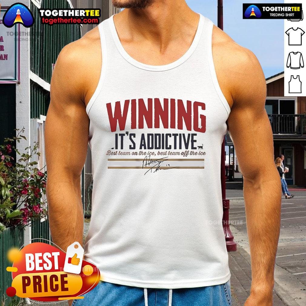 Official Matthew Tkachuk Winning It's Addictive Signature T-Shirt - Image 4