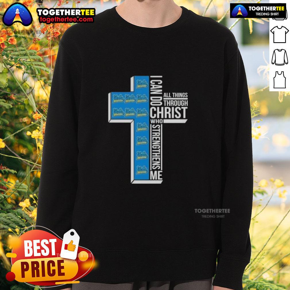 Top I Can Do All Things Through Christ Who Strengthens Me Ucla Bruins Football Cross T-Shirt - Image 5