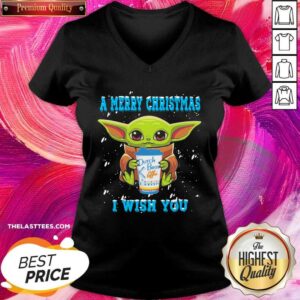 Alternative view of Hot Baby Yoda Drink Dutch Bros Coffee A Merry Christmas I Wish You Christmas Shirt