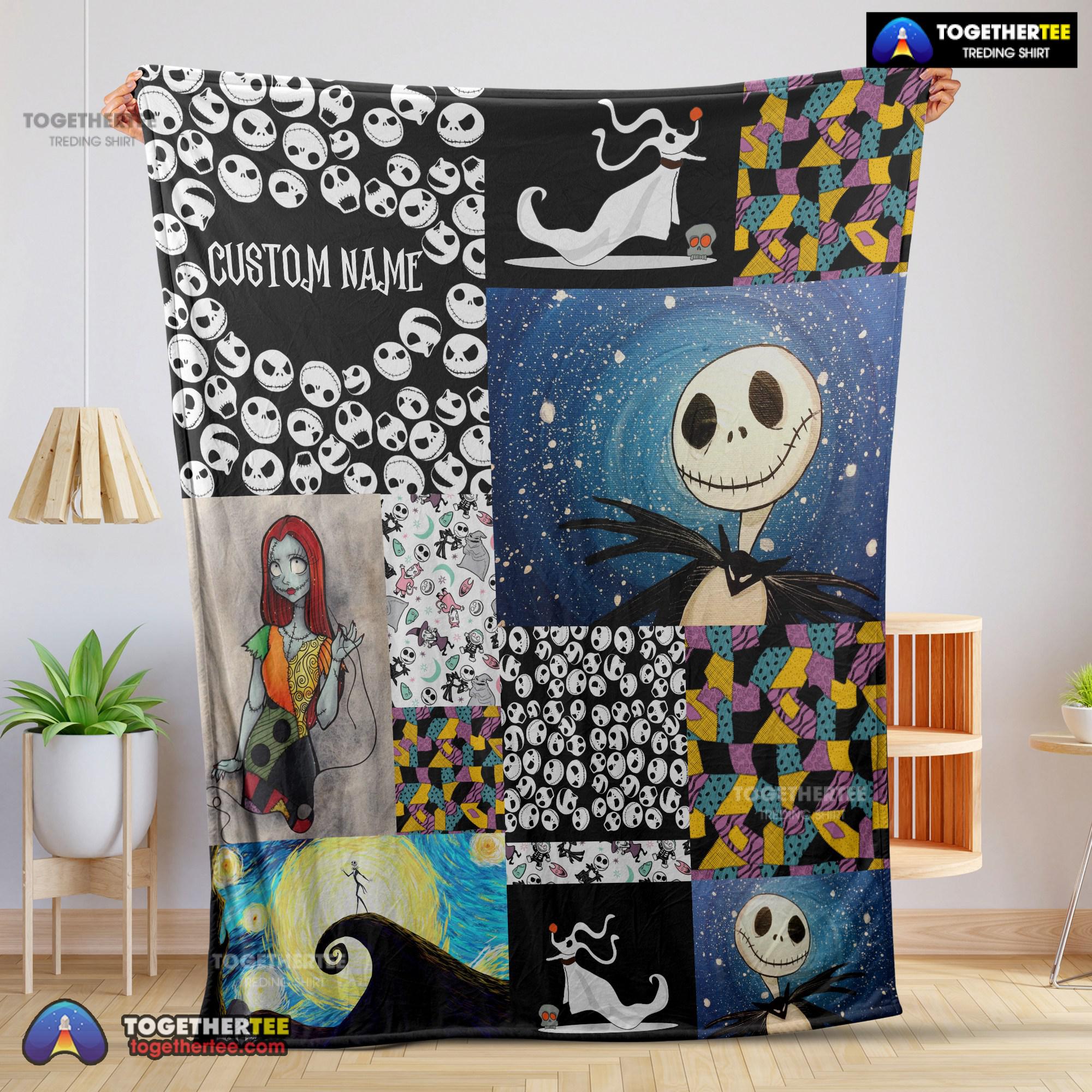 Official The Nightmare Before Christmas Jack Skellington Sally Zero Halloween Customized Blanket