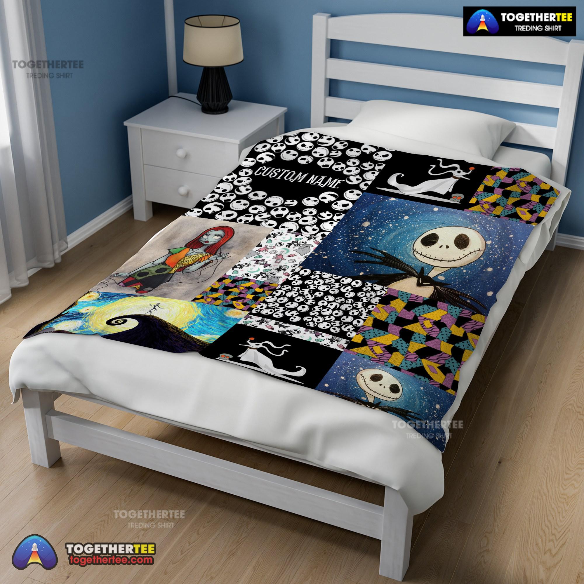 Official The Nightmare Before Christmas Jack Skellington Sally Zero Halloween Customized Blanket - Image 2