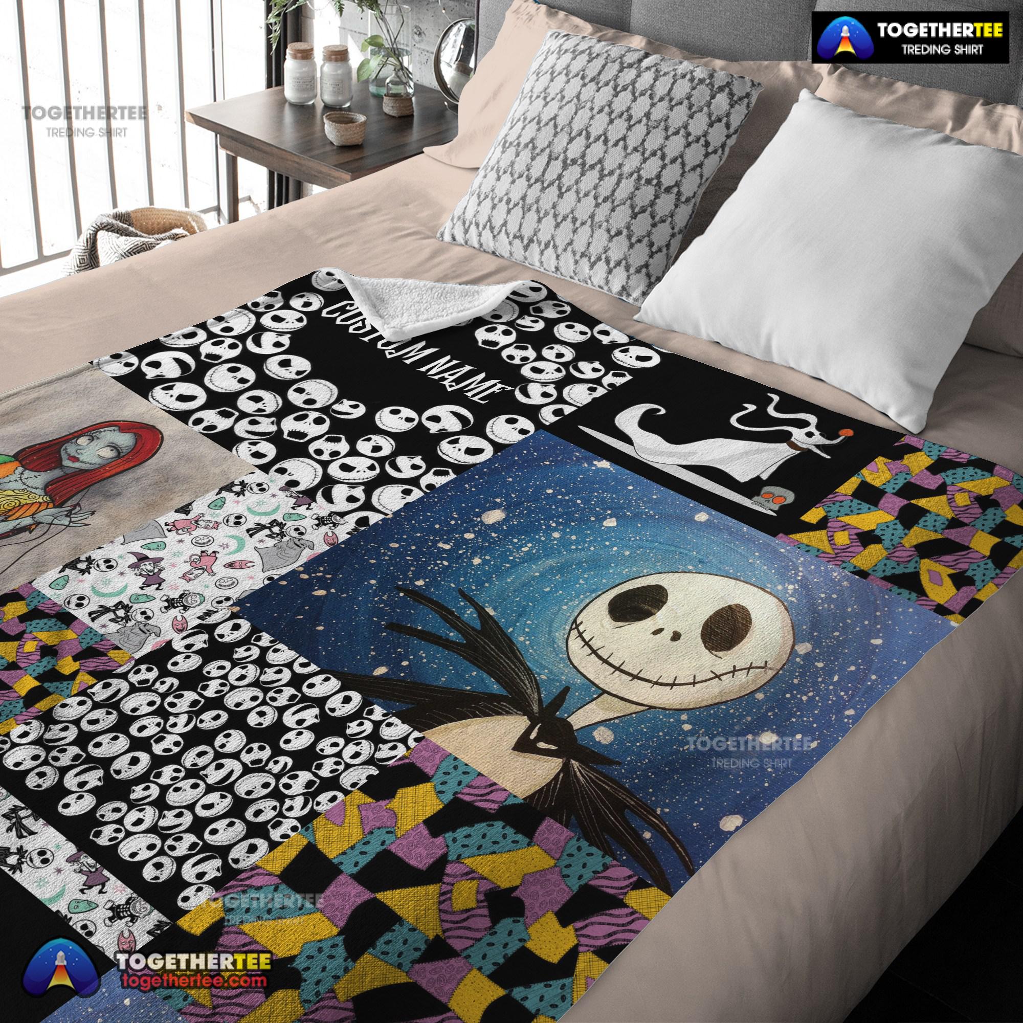 Official The Nightmare Before Christmas Jack Skellington Sally Zero Halloween Customized Blanket - Image 3