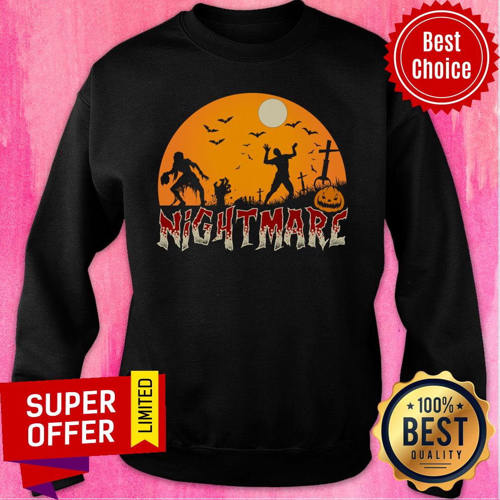Nightmare Zombie Bat Cemtery Halloween Shirt - Image 5