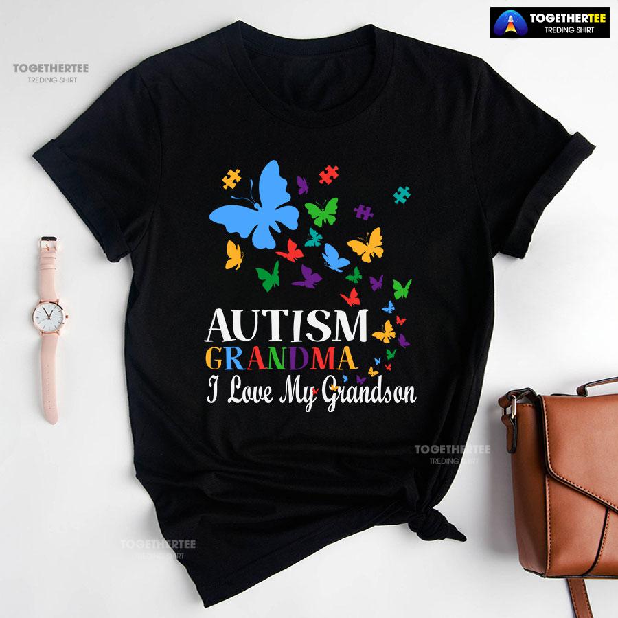 Autism Grandma I Love My Grandson Butterfly T-Shirt