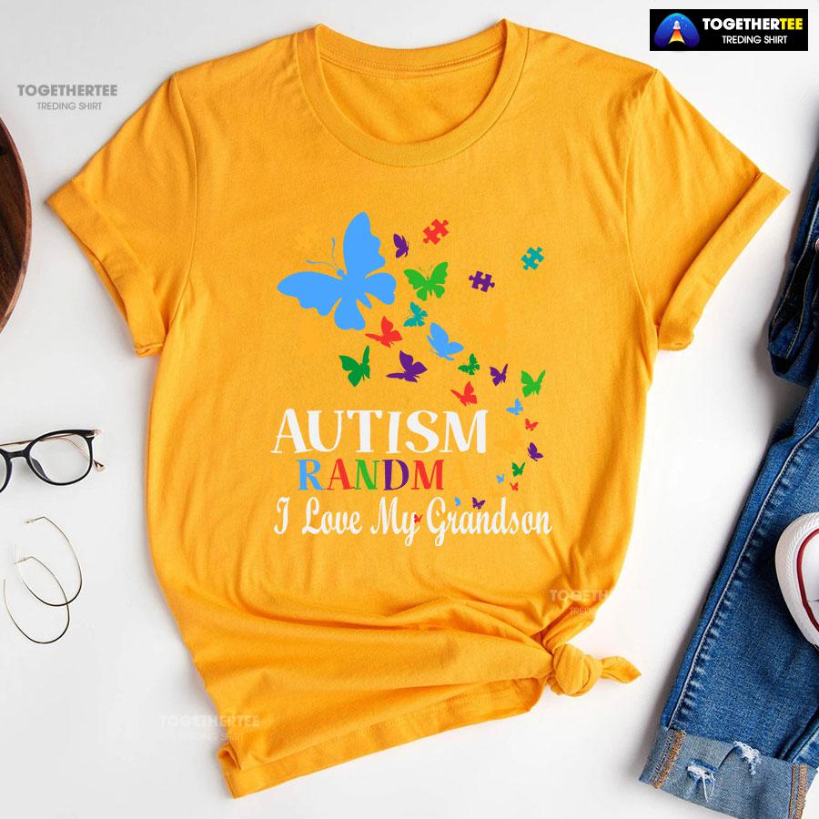 Autism Grandma I Love My Grandson Butterfly T-Shirt - Image 10