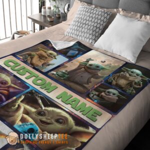 Alternative view of Hot Cute Official Star Wars Baby Yoda Collage Blanket Fleece Customized Blanket