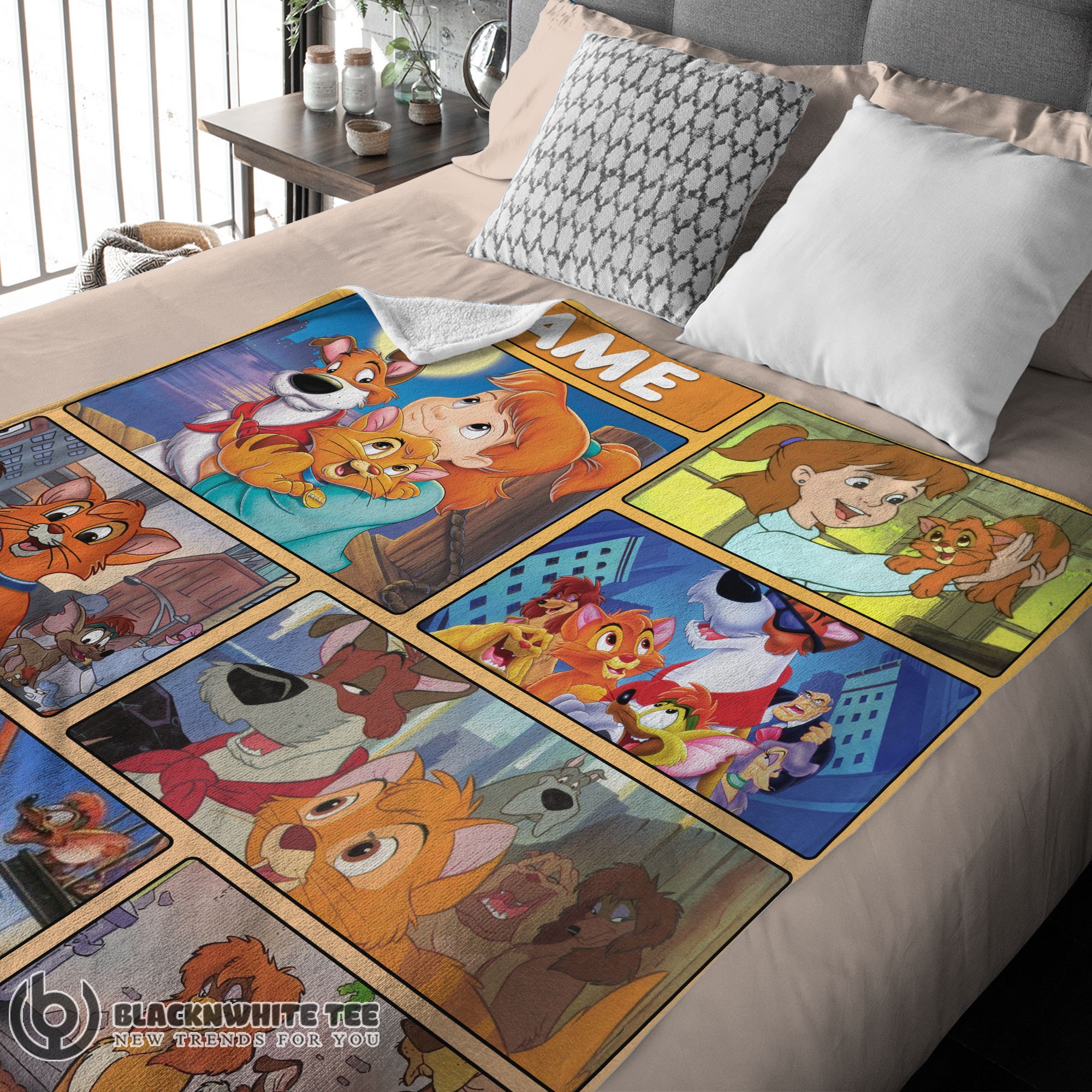 Cute Perfect Disney Oliver & Company Jenny Foxworth Oliver Dodger With Friends Blanket Fleece Customized Blanket - Image 3