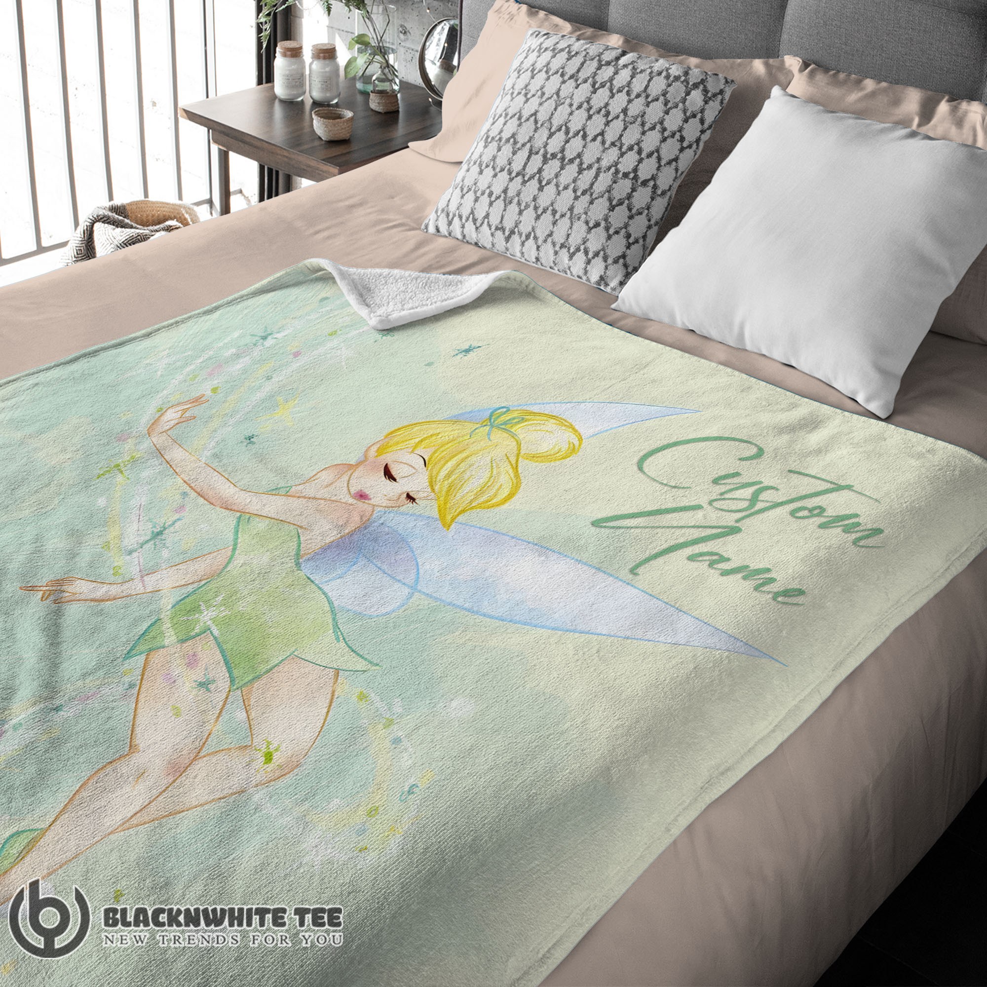 Cute Perfect Disney Peter Pan Tinker Bell Blanket Fleece Customized Blanket - Image 3